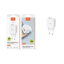 Cargador de red Usb QC3.0 + Type-C / 25W / Blanco / TA0332 / MTK